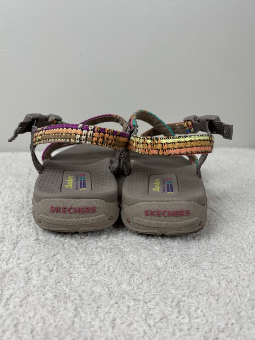 Skechers Sandals Womens 11 Reggae Sew Me in Taupe Multi Open Toe Comfort Walking - Picture 9 of 11